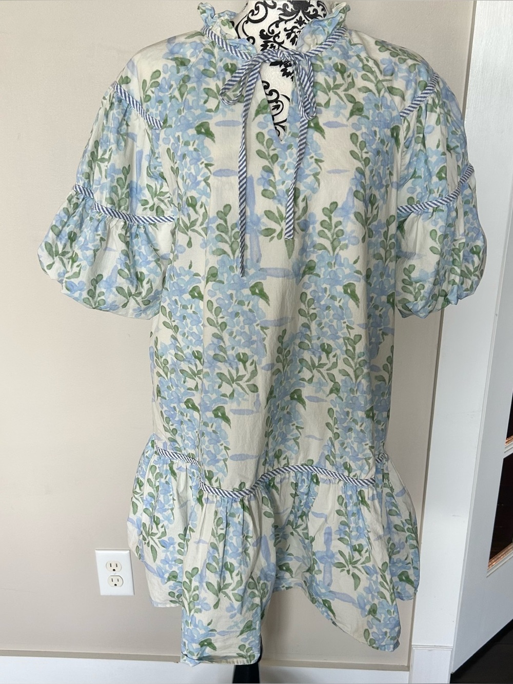Umgee Babydoll Dress Women M Floral Puff Sleeve Romantic Cottagecore Boho